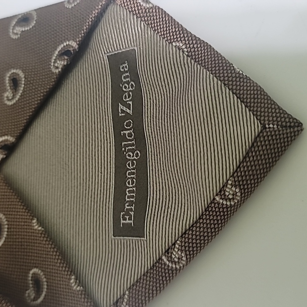 Ermenegildo Zegna Bronze Black Paisley Tie 61" Long 100% Silk - Picture 4 of 5